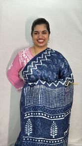 Vriksham Designer Blue Floral Printed Ajrakh Modal Silk Saree-VS4654